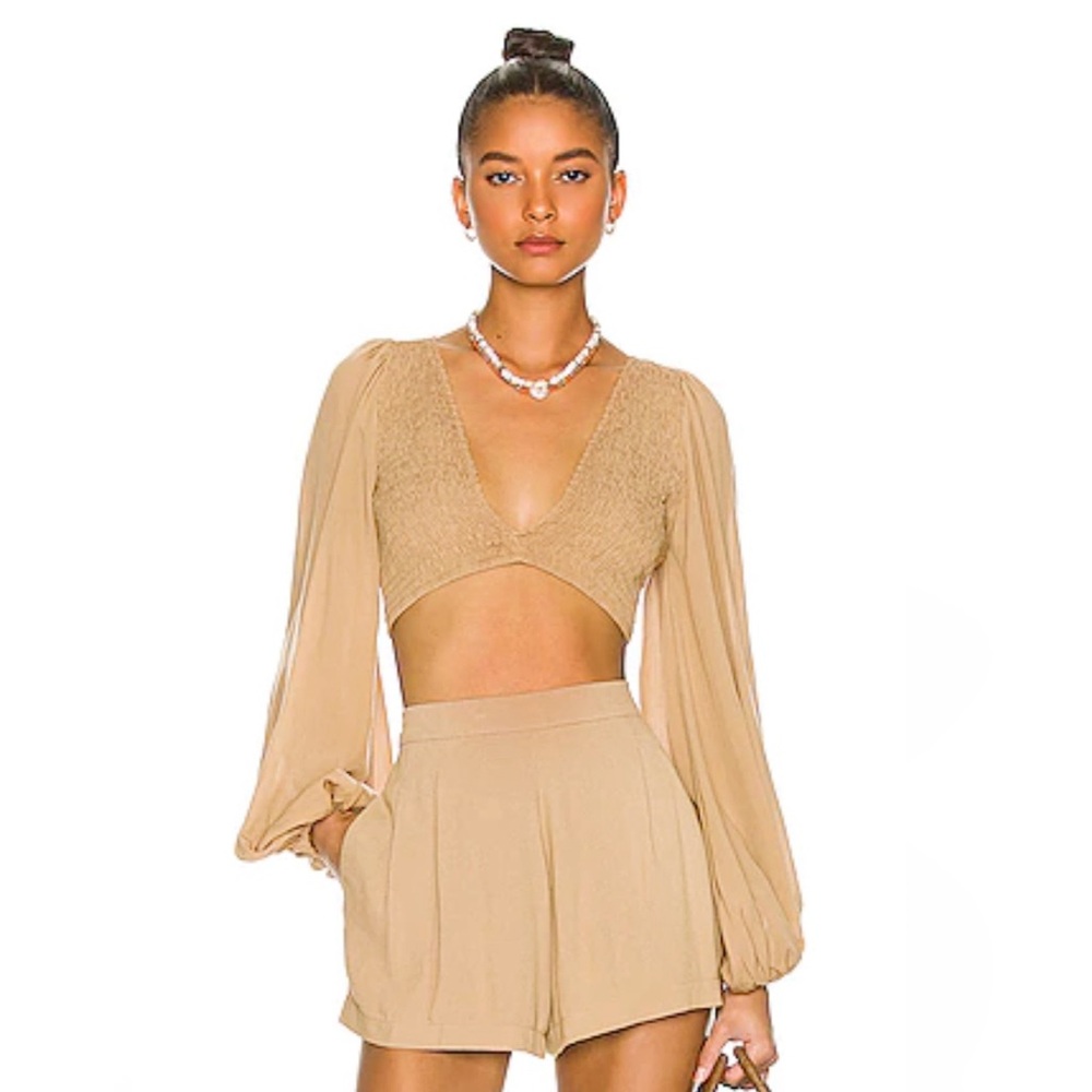 REVOLVE INDAH Biru Victorian Crop Top in Cream Tan Size XS